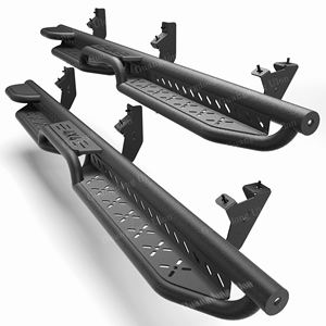 Ulon Twee Verhoogde Treeplanken Aan De Zijkant Voor 2019-2024 F-Ord Ranger Supercrew 4-deurs 2 Trappen Gepoedercoat Zwart Koolstofstaal - Product Image 1