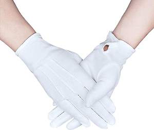 Guantes de Algodón Blanco Suave con Banda Elástica, Cierre de Broche, Puntos de PVC, Textura Suave para Camareros, Ceremonias Funerarias, Absorbentes de Sudor - Product Image 2