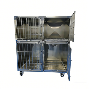 Cage pour animaux de compagnie en acier inoxydable, plateau métallique carré, cadre en fer de luxe, pour chiens, utilisation intérieure et extérieure, pour les cliniques vétérinaires - Product Image 2