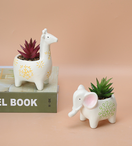<span class=keywords><strong>Vasi</strong></span> di fiori in ceramica in stile moderno fioriere nuova forma di animale (giraffa unicorno) vaso smaltato per interni/esterni decorazione da giardino succulenta - Product Image 2