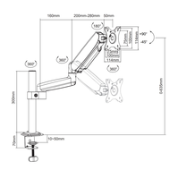 Support d'ordinateur réglable pour ordinateur de bureau Rotation du ressort à gaz Support de moniteur unique Vente en gros Bras de moniteur double flexible à mouvement complet