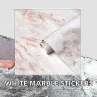 NOUVEAU Stickers décoratifs autocollants en PVC imperméables, motif géométrique moderne, marbre blanc mat avec ligne dorée, pour comptoir de cuisine