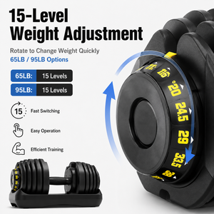 Hochbelastbare Verstellbare Kurzhantel 65LB <span class=keywords><strong>95LB</strong></span> 15-Stufen Krafttraining Kurzhantel-Set für Heimfitness und Fitness-Studios - Product Image 3