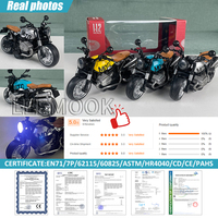 Modèle de moto miniature en métal moulé sous pression 1:12 avec fonction de recul, lumières et sons, jouet de simulation en alliage