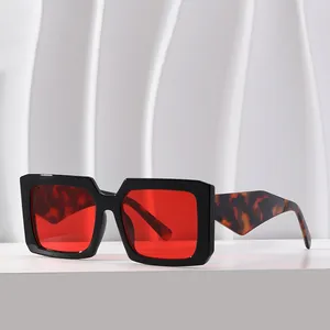 schnelle brille chunky rectangle irregular unisex red lens floral hawksbill luxury fashion female 2023 designer sunglasses women