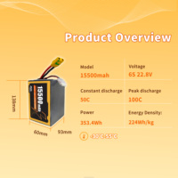 OEM&ODM FPV Lityum Pil Paketi 6S 22.8V 15500mAh 100C Yüksek Deşarj Oranı Yüksek Kapasiteli Drone'lar ve RC Uçaklar için