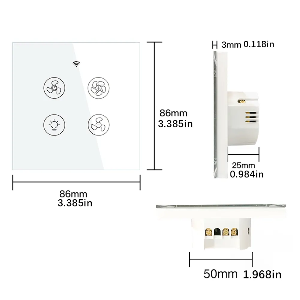 EU Standard On Off Intelligent Touch Switches Smart Wifi Ceiling Fan Light Wall Switch