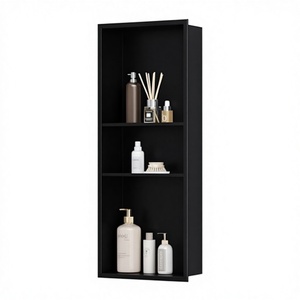 ช่องเก็บของในห้องอาบน้ำ <span class=keywords><strong>Neodrain</strong></span> ขนาด 30x12 นิ้ว ดีไซน์ทันสมัย ทนทาน ผลิตจากสแตนเลสสตีล สีดำด้าน 3 ชั้น ติดผนัง ไม่ต้องใช้กระเบื้อง แบบฝังในห้องน้ำ - Product Image 1