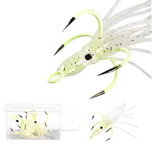 Wholesale Luminous Octopus Four Hook for Fishing with Skirt #16 #18