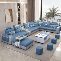 Ensemble de canapé multifonctionnel de luxe en forme de U, canapé d'angle en tissu, plusieurs sièges, détachable et lavable