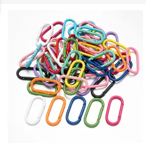 Metal Key Ring Colorful O Round Open Ring Oval Clasp Alloy Keychain Clips Snap Hook 100pcs/lot DIY Accessories Connector