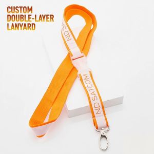 Custom Promotional Polyester Breakaway Teacher Lanyard Double Layer Print College Football ID Card Holder Lanyards - Product Image 1
