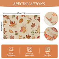 Ensemble de 4 sets de table imprimés feuilles d'érable d'automne, 12 x 18 pouces, en polyester, résistants à la décoloration, pour la décoration de la maison et des fêtes