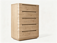 Commode étroite moderne Sageliving à 5 tiroirs, silhouette incurvée, poignées découpées, rangement pour chambre à coucher