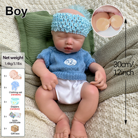 URCHOICE Poupées en silicone pour bébés garçons de 12 pouces Poupées complètes flexibles réalistes à bouche ouverte pour collectionneurs