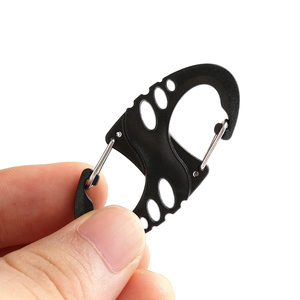 Mini Portable Outdoor Climbing Hook S Type Carabiner Clips Dual Buckle Plastic Steel Keychain Outdoor Camping Accessories