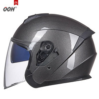 Casque de moto ouvert certifié DOT, anti-buée, avec protection solaire, taille XL, double visière, double lentille, toutes saisons, ABS, nouveau casque avec haut-parleur, noir