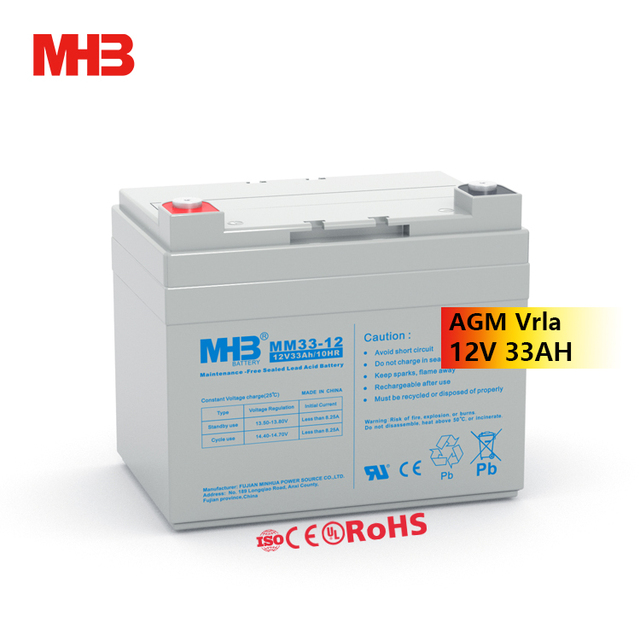 Mhb MM33-12 Factory Price 12v VRLA 12 V 33ah 10hr AGM Solar Ups Manufacturers Lead Acid Battery