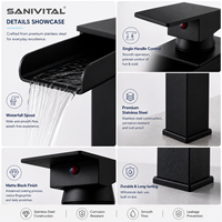 Robinet de salle de bain SANIVITAL moderne sans contact en acier inoxydable avec valve en céramique, mitigeur eau chaude et froide pour lavabo, idéal pour la maison et l'hôtel
