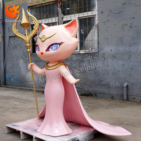 Ornements de décoration de porte de magasin d'animaux de dessins animés personnalisés chat magique en fibre de verre sculpture peinte modèle abstrait