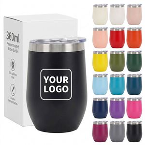 Multi Color 12oz Wine Tumbler Matte Black <b>White</b> Orange Blue Purple Stainless Steel Gym <b>Water</b> <b>Bottle</b> Shatterproof Cup Outdoor - Product Image 1