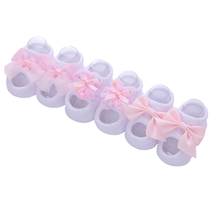 3 paires/paquet de chaussettes de princesse en coton avec nœud papillon pour bébé de 0 à 12 mois. - Product Image 6