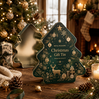 Boîte en métal personnalisée en forme de sapin de Noël pour emballer des biscuits, des bonbons et des aliments pour les fêtes