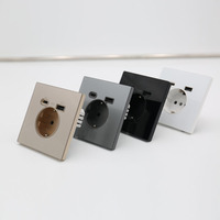 Prise murale industrielle Schuko allemande en verre trempé, vente en gros d'usine, 10A 18W, chargeur rapide USB-A USB-C, IP22, pour pays UE