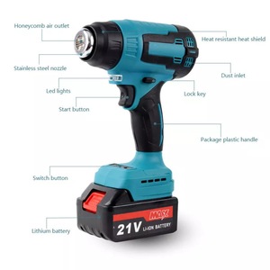 <span class=keywords><strong>Pistolet</strong></span> thermique électrique sans fil 18V 2000W, machine <span class=keywords><strong>à</strong></span> <span class=keywords><strong>air</strong></span> <span class=keywords><strong>chaud</strong></span> portative rechargeable, outil de chauffage, température 50-500°C ℃ - Product Image 3