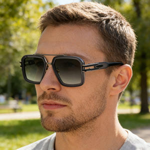Lunettes de soleil carrées Tom Davies pour hommes, en plastique noir et métal, protection UV400, pare-soleil extérieur, lentille de classe 2 - Product Image 4