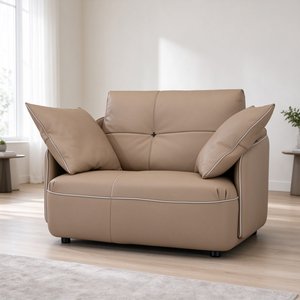 Ensemble de canapés en cuir à dossier surpiqué, trois places, coussins de dossier amovibles, profil bas, pour salon, appartement, villa - Product Image 3
