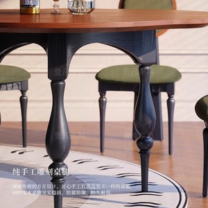 Solid <b>Wood</b> Dining <b>Table</b> Irregular Shape French Retro Style Stable Design For <b>Small</b> Apartments - Product Image 3
