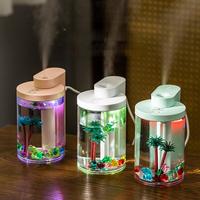 Humidificateur ultrasonique LED coloré en forme de palmier, mini diffuseur d'arômes à brume froide USB, veilleuse avec humidistat pour la maison et le bureau