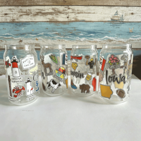 Gobelet en verre imprimé motif États-Unis 16oz transparent pour café glacé, bière, soda – Souvenir de voyage