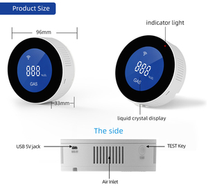 Ev kullanımı Tuya WiFi gaz sensörü sıcaklık göstergesi akıllı yaşam App kontrol WiFi gaz kaçak dedektörü ile büyük LCD ekran - Product Image 5