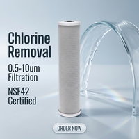 Cartouche filtrante en bloc de charbon actif de noix de coco 4,5x20 pouces, élimination du chlore, certifiée NSF42 pour purificateur d'eau multi-étapes