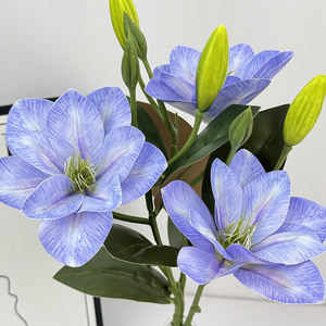 ดอกไม้ประดิษฐ์ QYYM-500 3 หัว ดอกคลีมาติส มกโนเลีย <span class=keywords><strong>กล้วยไม้</strong></span> สำหรับตกแต่งบ้าน ผลิตภัณฑ์ใหม่คุณภาพสูง ลิลลี่ - Product Image 2