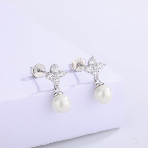 Elegantes Pendientes de Perlas con Carcasa de Plata S925, Joyería de Lujo con Halo de Circones para Mujer, Regalo de Boda, Aniversario - Product Image 2