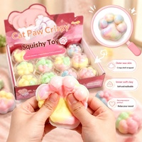Jouet à presser Patte de chat croustillante en cire, boule artisanale, jouet sensoriel à commande sonore, jouet anti-stress coloré et moelleux, vente en gros