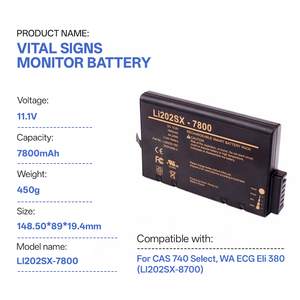 Batería Recargable LI202SX-7800 CAS MEDICAL 740 Select de 11.1V 7800mAh para el Monitor de Signos Vitales Casmed 01-02-0818 - Product Image 1