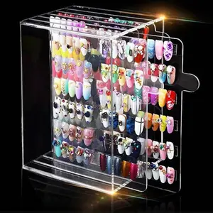 Custom 5 Lagen Plastic Nagels Display Case Tellers Acryl Nagels Art Werkt Display Stand Clear Nail Kleurenkaart Display Boek