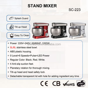 Máy chế biến thực phẩm đa năng chuyên nghiệp <span class=keywords><strong>1200W</strong></span> 6L cho nhà bếp gia đình, máy trộn đứng điện <span class=keywords><strong>1200W</strong></span> với nút đẩy đánh trứng - Product Image 5