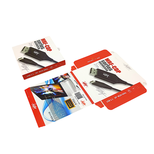 Boîte en carton blanc pliable intégrée personnalisée, accessoires pour <span class=keywords><strong>téléphone</strong></span> <span class=keywords><strong>portable</strong></span>, emballage de câble USB, boîte en papier avec trou de suspension - Product Image 3