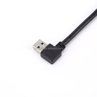 Adaptador de ángulo recto de extensión USB 3,0 Montaje en panel blindado trenzado con orificio para tornillo Tipo a macho a hembra Cable externo para computadora