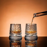 Verre à whisky rotatif en cristal sans plomb Unai 280 ml – Design de luxe léger pour bar à domicile, soulagement du stress et vaisselle moderne