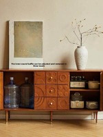 Meuble TV en bois massif de style français moderne sculpté avec tiroirs, taille et couleur personnalisables pour salon et entrée (rangement)