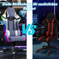 Chaise de jeu à LED en fibre de carbone RVB avec repose-pieds, support de bois de massage, chaise d'ordinateur à domicile avec repose-pieds