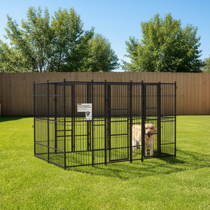 Jaula para perros extra grande de acero con recubrimiento de polvo negro, duradera, para exteriores, para perros extra grandes, rectangular, con cerradura. - Product Image 2