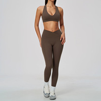 Ensembles de vêtements de yoga et de pilates pour femmes, hauts de yoga à maintien élevé, pantalons de sport moulants à séchage rapide, respirants, unis et tendance, vente en gros personnalisée