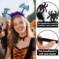 Lot de 2 serre-têtes d'Halloween, serre-têtes en fourrure araignée et chauve-souris avec pattes articulées, accessoires de déguisement fantaisie pour enfants et adultes